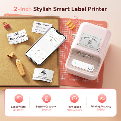 NB109 - NIIMBOT - B21S - PORTABLE THERMAL LABEL BLUETOOTH PRINTER INCL FREE LABEL (50X30MM)