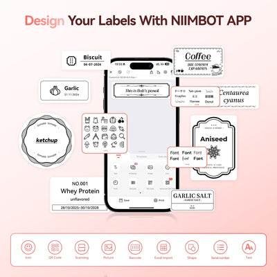 NB109 - Niimbot - B21S - Portable Thermal Label Bluetooth Printer Incl Free Label (50x30mm) - Black