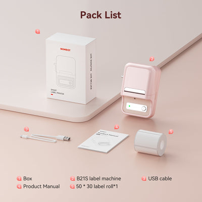 NB109 - Niimbot - B21S - Portable Thermal Label Bluetooth Printer Incl Free Label (50x30mm) - Black