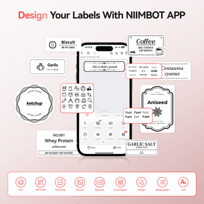 NB109 - NIIMBOT - B21S - PORTABLE THERMAL LABEL BLUETOOTH PRINTER INCL FREE LABEL (50X30MM)