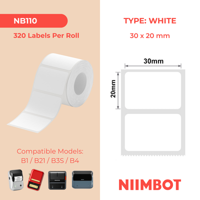 I-NB110 - NIIMBOT - B1 / B21 / B3S - T30*20MM - 320 AMALEBO NGOKUQONGA NGAWO - OKUMHLOPHE