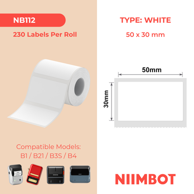 NIIMBOT - B Range - 50x30mm - White - 230 Labels