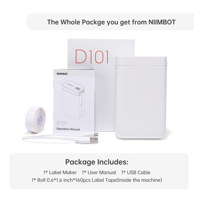 NIIMBOT - D101 Bluetooth Label Printer Incl Label Roll - White