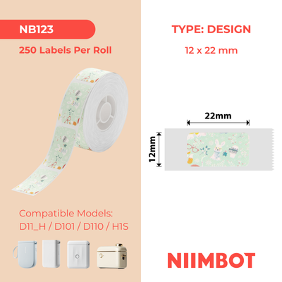NIIMBOT - D Range - 12x22mm - Cute Rabbit - 250 Labels
