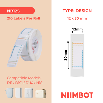 NB125 - NIIMBOT - D11 / D101 / D110 - RP12*30 - 210 ETIKETTE PER ROL - REËNBOOGONTWERP