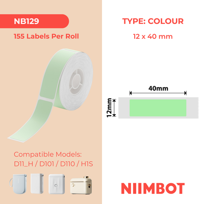 NIIMBOT - D Range - 12x40mm - Green - 155 Labels
