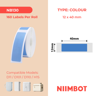I-NB130 - NIIMBOT - D11 / D101 / D110 - 12*40MM - 160 AMALEBELE OKUTHETHELELAYO - UMBALA OYI-SOLID OBLUU