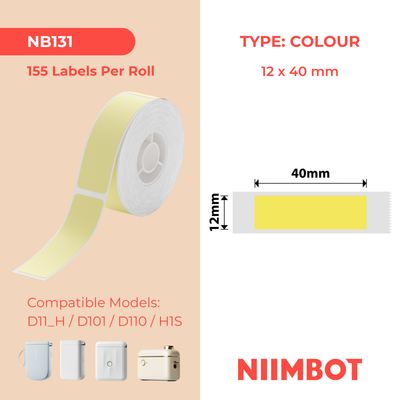 NIIMBOT - D Range - 12x40mm - Bright Yellow - 155 Labels