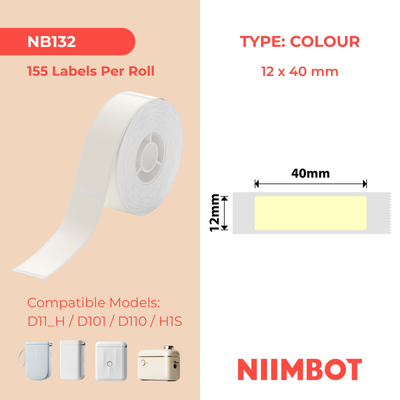 NIIMBOT - D Range - 12x40mm - Light Yellow - 155 Labels