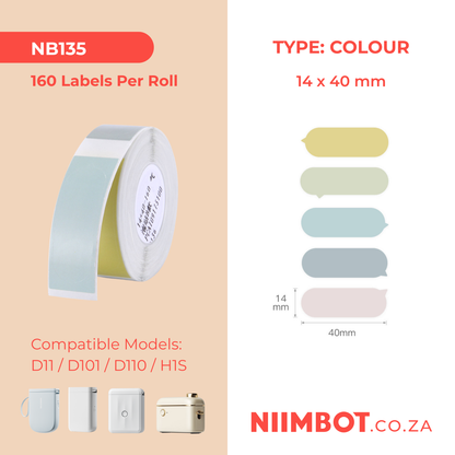 NB135 - NIIMBOT - D11 / D101 / D110 - 14*40MM - 160 LABELS PER ROLL - BUBBLE B DESIGN