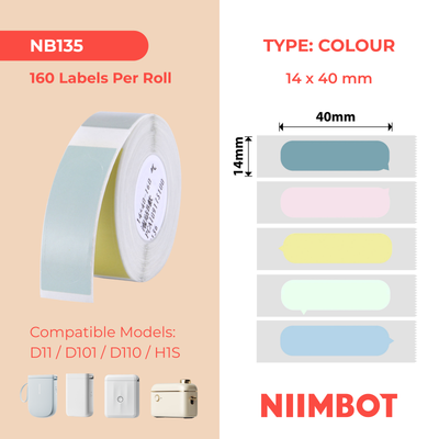 NB135 - NIIMBOT - D11 / D101 / D110 - 14*40MM - 160 ETIKETTE PER ROL - BUBBLE B-ONTWERP