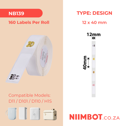 NB139 - NIIMBOT - D11 / D101 / D110 - RP12*40 - 160 AMALEBO NGOKUQHUBEKA NGAMUNYE - UKUDANIWA KWE-ZOO