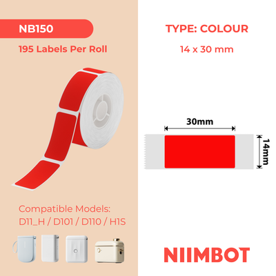 NIIMBOT - D Range - 14x30mm - Ruby Red - 195 Labels