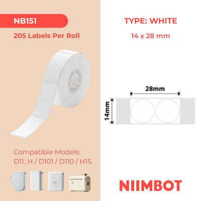 I-NB151 - NIIMBOT - D11 / D101 / D110 - 14*28MM - 220 AMALEBO NGOKUQONGA NGAWO - AMAWELE Umjikelezo - OMHLOPHE