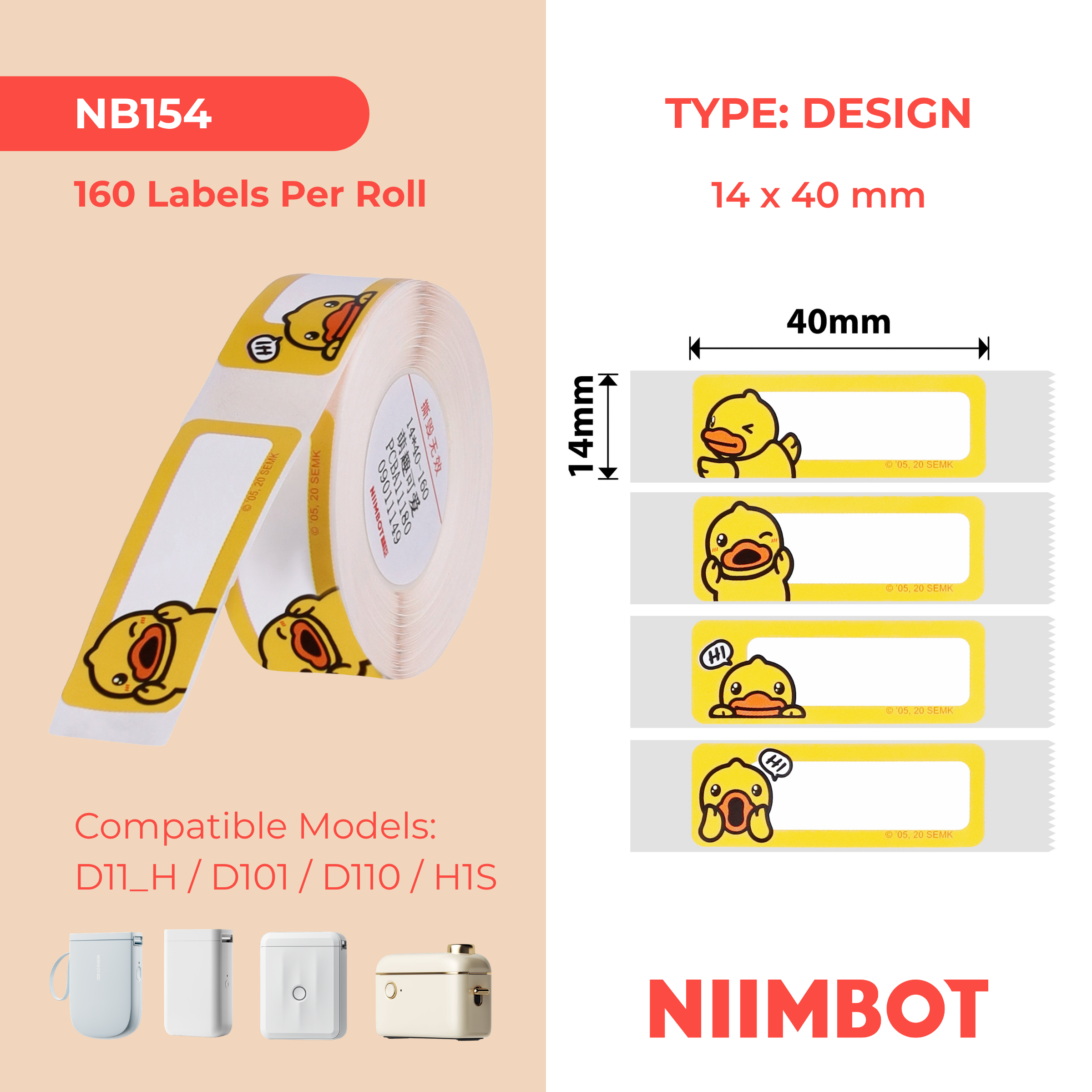 NB154 - NIIMBOT - D11 / D101 / D110 - R14*40 - 160 AMALEBO NGOKUQONGA NGAWO - OKUHLE KWEDADA
