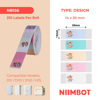 NB156 - NIIMBOT - D11 / D101 / D110 - R14*30 - 210 ETIKETTE PER ROL - OULIKE CORGI-ONTWERP