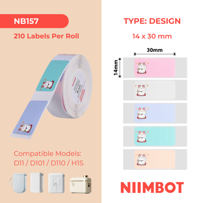 NB157 - Niimbot - D11 / D101 / D110 / H1S - 14x30mm - 195 Lucky Cat Labels