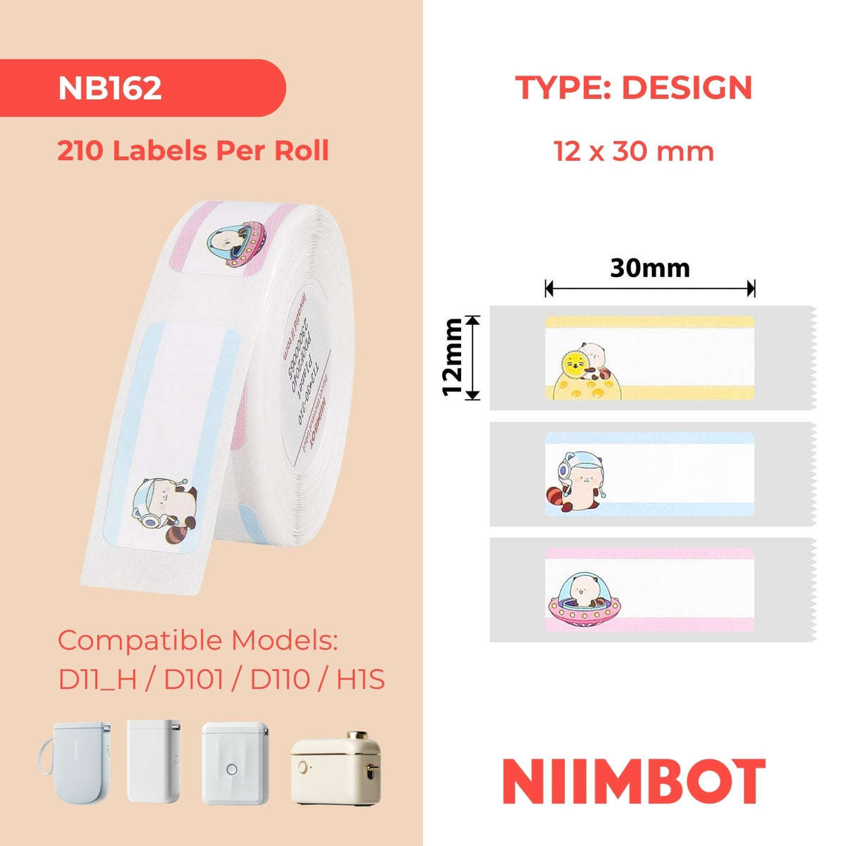 NIIMBOT - D Range - 12x30mm - Planet - 210 Labels