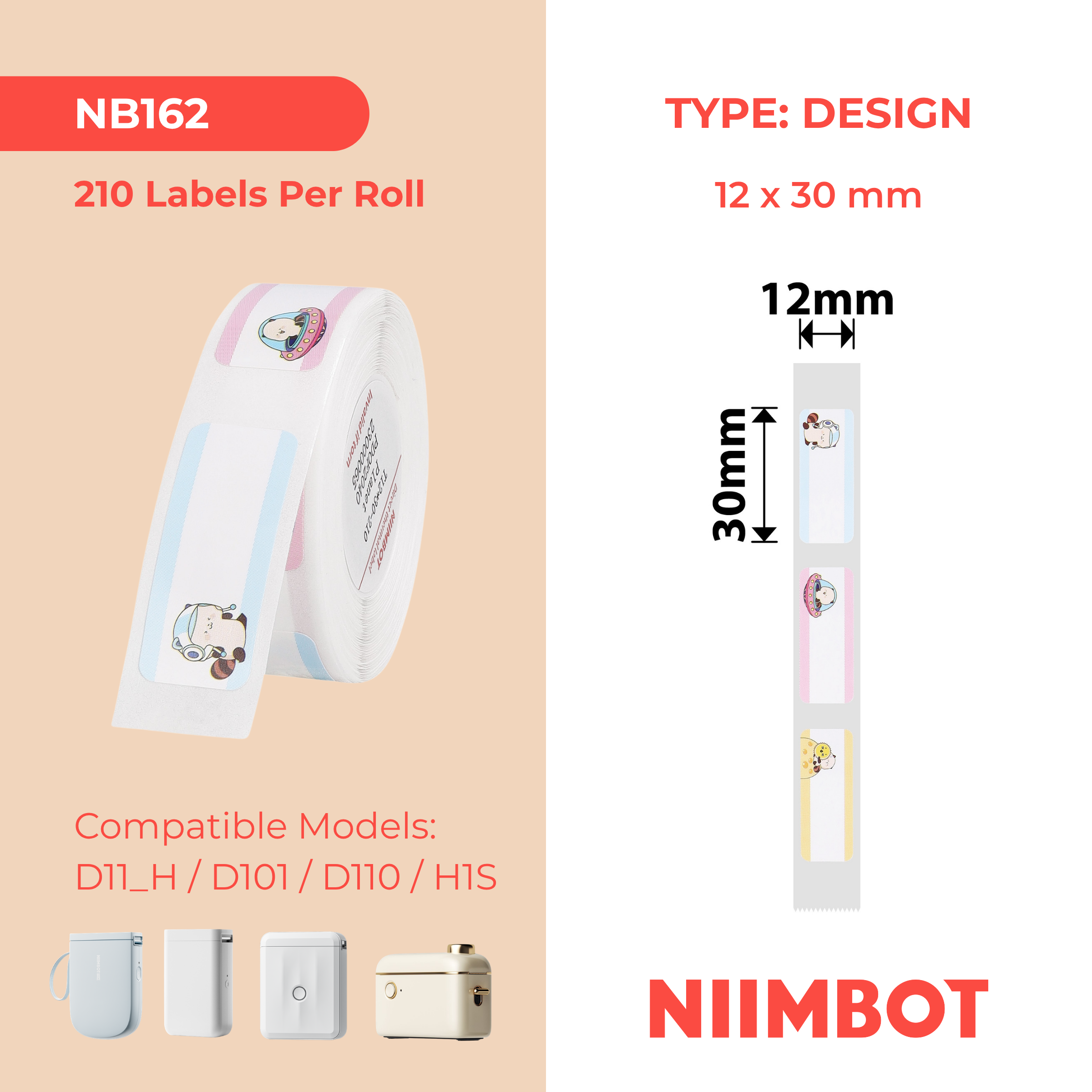 NIIMBOT - D Range - 12x30mm - Planet - 210 Labels