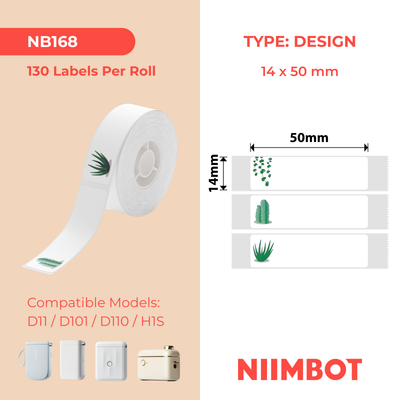 NB168 - NIIMBOT - D11 / D101 / D110 - 14*50MM - 130 ETIKETTE PER ROL - SUCCULENT B-ONTWERP