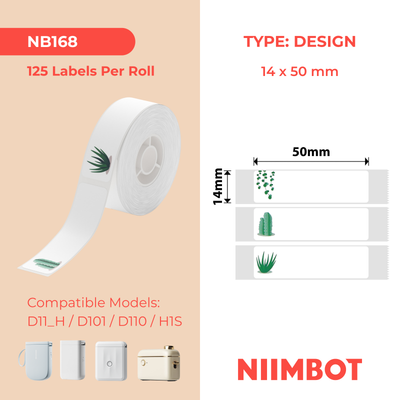 NB168 - NIIMBOT - D11 / D101 / D110 - 14*50MM - 130 IMIBHALO NGOKUQHUBEKA NGAMUNYE - SUCCULENT B DESIGN