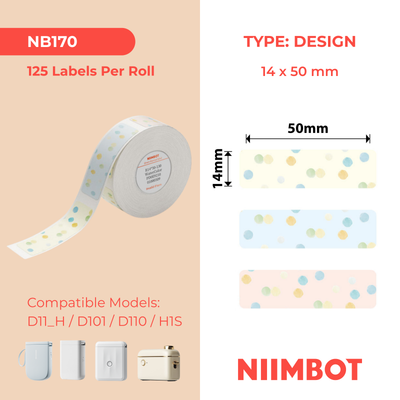 NIIMBOT - D Range - 14x50mm - Watercolour Recall - 125 Labels