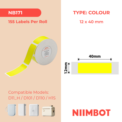 I-NB171 - NIIMBOT - D11 / D101 / D110 - 12*40MM - 160 AMALEBELE OKUTHETHAYO - UKWENZIWA OKUTHUMELI OKUQALA