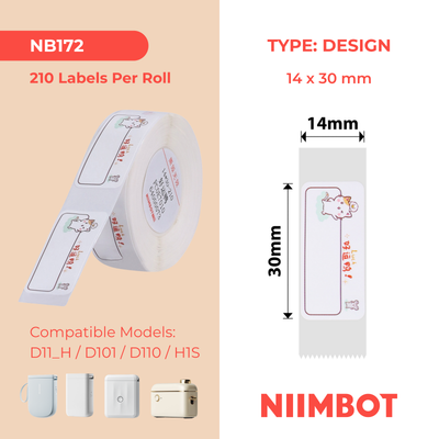 NIIMBOT - D Range - 14x30mm - Lucky Duck - 210 Labels
