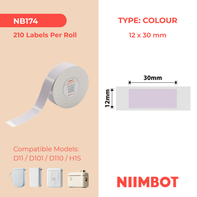 NB174 - NIIMBOT - D11 / D101 / D110 / H1S - 12X30MM - 210 LAVENDER LABELS