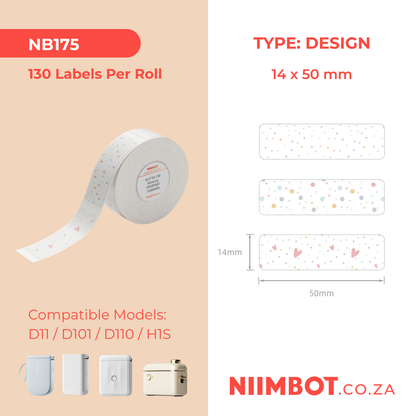 NB175 - NIIMBOT - D11 / D101 / D110 - 14*50MM - 130 ETIKETTE PER ROL - GEHEUE-ONTWERP