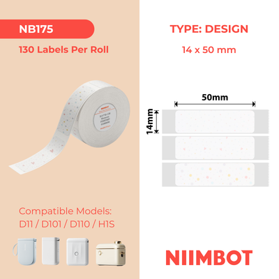 NB175 - NIIMBOT - D11 / D101 / D110 - 14*50MM - 130 ETIKETTE PER ROL - GEHEUE-ONTWERP
