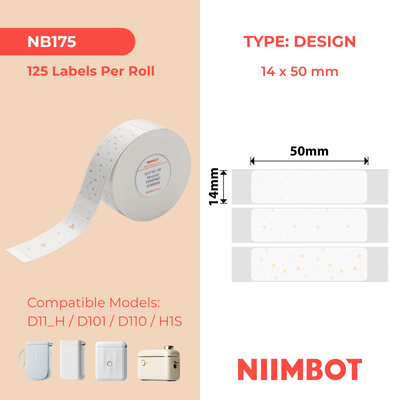NIIMBOT - D Range - 14x50mm - Memory Recall - 125 Labels