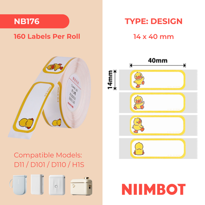 NB176 - NIIMBOT - D11 / D101 / D110 - R14*40 - 160 ETIKETTE PER ROL - HAPPY DUCK ONTWERP