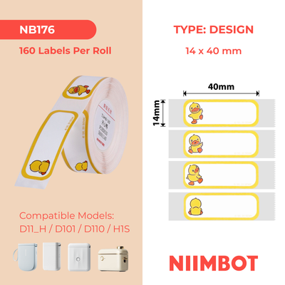 NIIMBOT - D Range - 14x40mm - Happy Duck - 160 Labels