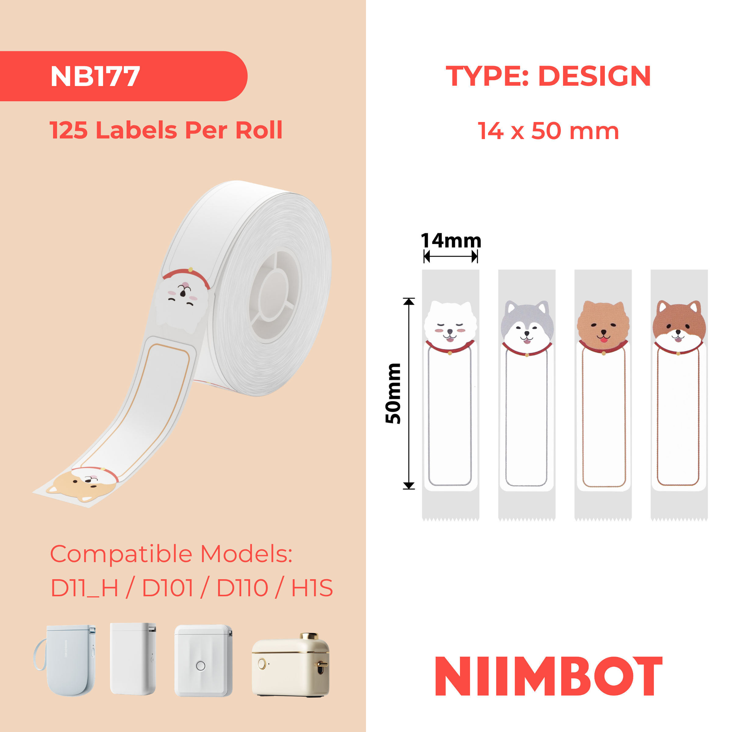 I-NB177 - NIIMBOT - D11 / D101 / D110 - RP14*50 - 130 AMALEBO NGOKUQHUBEKA NGAMUNYE - UKWENZIWA KOMDLA OMHLE