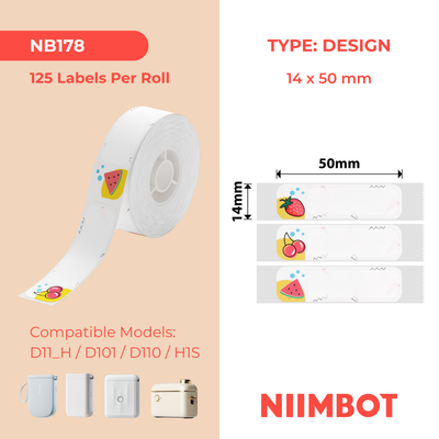 NIIMBOT - D Range - 14x50mm - Fruit - 125 Labels