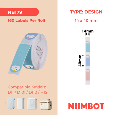 NB179 - NIIMBOT - D11 / D101 / D110 / H1S - 14X40MM - 160 BABY FACE LABELS