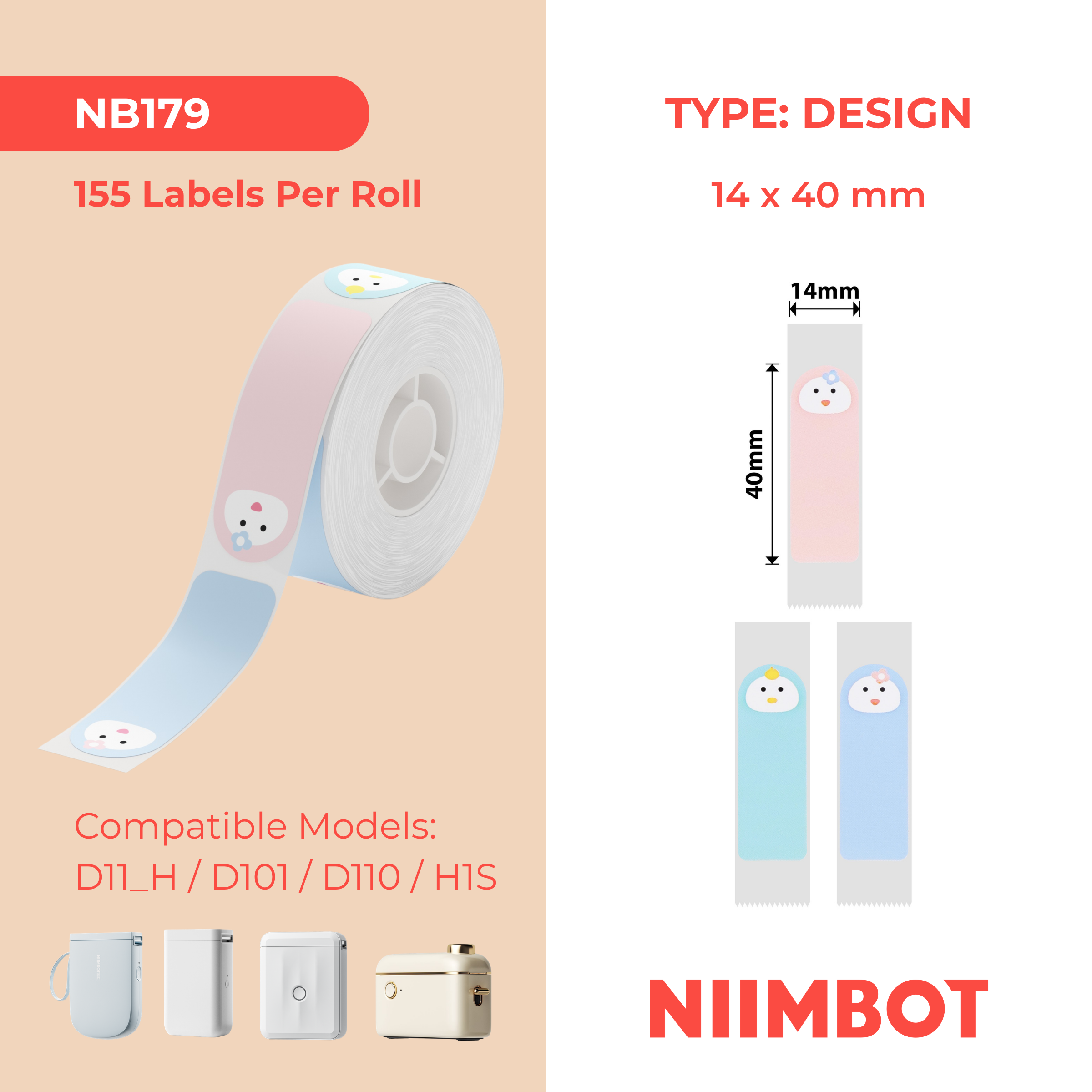 I-NB179 - NIIMBOT - D11 / D101 / D110 - R14*40 - 160 AMALEBO NGOKUQONGA NGAMUNYE - UKWENZIWA KOBUSO BESANE