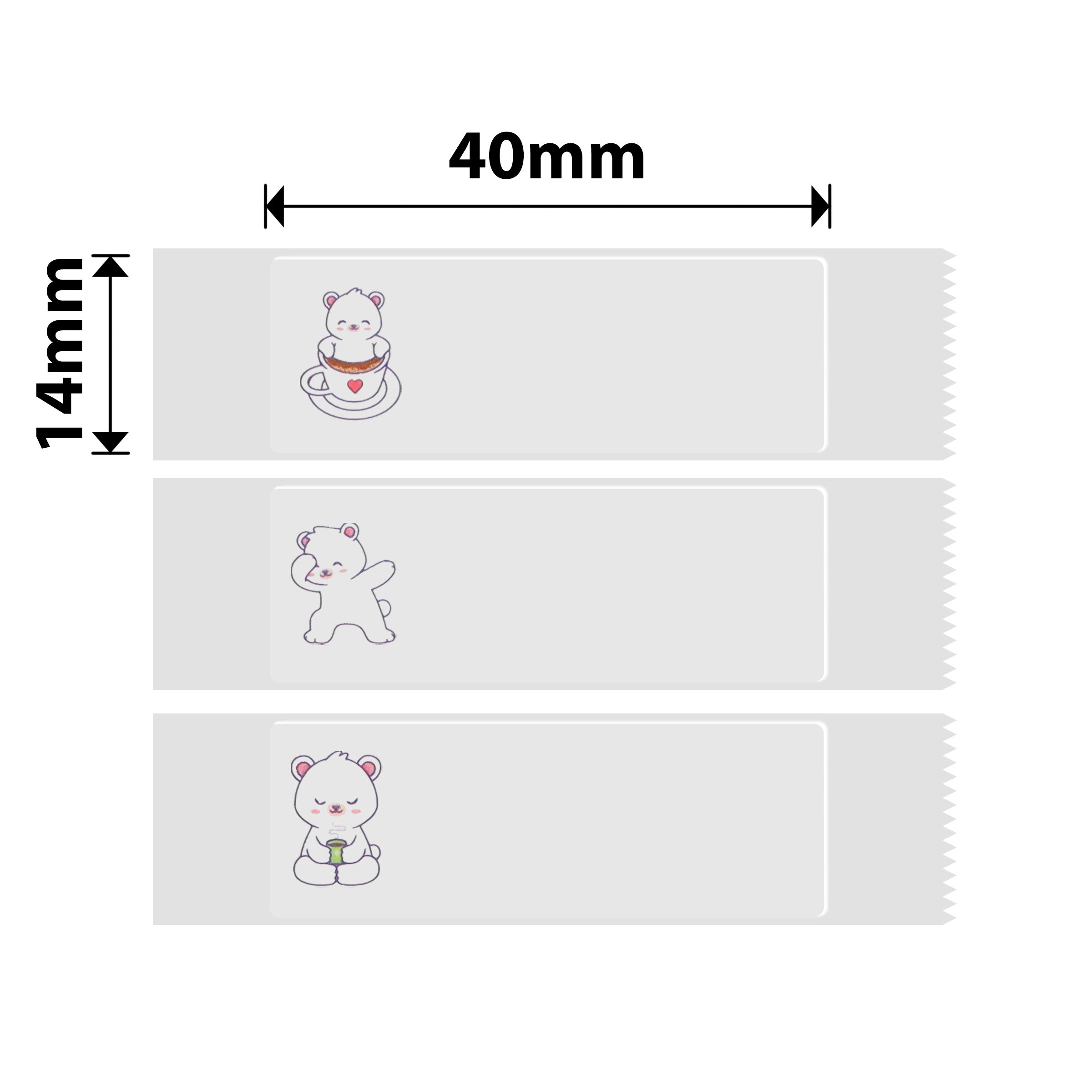 NB256 - NIIMBOT - D11 / D101 / D110 - ER14*40 - 160 ETIKETTE PER ROL - LAZY BEAR ONTWERP