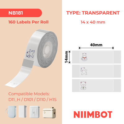 NIIMBOT - D Range - 14x40mm - Lazy Bear - 160 Labels