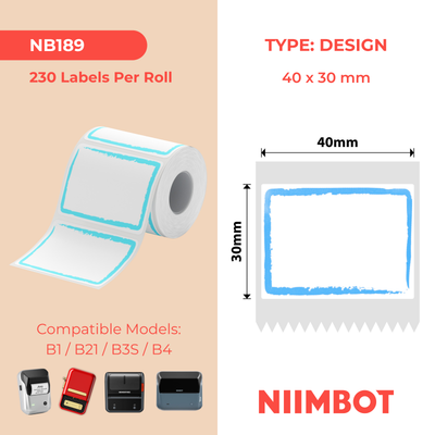 NIIMBOT - B Range - 40x30mm - Blue Border - 230 Labels