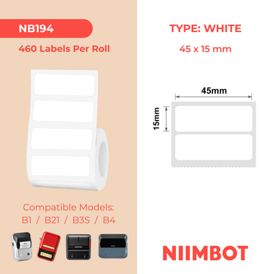I-NB194 - NIIMBOT - B1 / B21 / B3S - T45*15MM/2R - 460 AMALEBO NGOKUQONGA NGAMUNYE - OKUMHLOPHE 