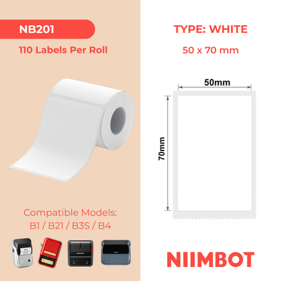 NIIMBOT - B Range - 50x70mm - White - 110 Labels