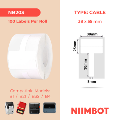 NB203 - NIIMBOT - B1 / B21 / B3S / B4 - 38X55MM - 130 WHITE CABLE LABELS