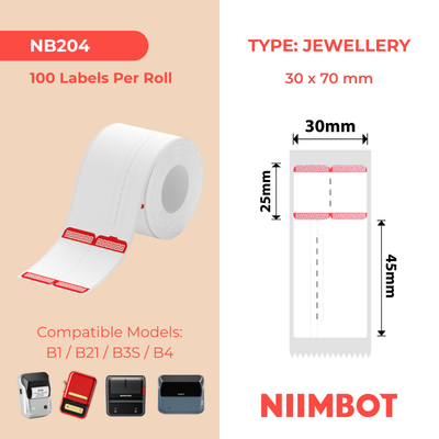 NB204 - NIIMBOT - B1 / B21 / B3S - 30*70MM - INDANDATHO - 100 AMALEBO NGOKUQONGA NGAWO - RED BORDER DESIGN 
