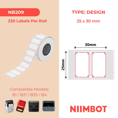 NB209 - NIIMBOT - B1 / B21 / B3S - 25*30MM - 230 ETIKETTE PER ROL - LIGROOI ONTWERP