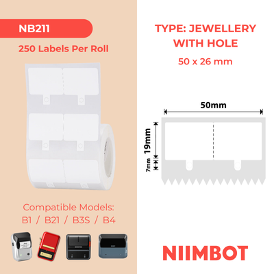 NB211 - NIIMBOT - B1 / B21 / B3S - 50*26MM - 250 AMALEBULA NGOKUQONGA NGAMUNYE - EMHLOPHE ENEMBOBO