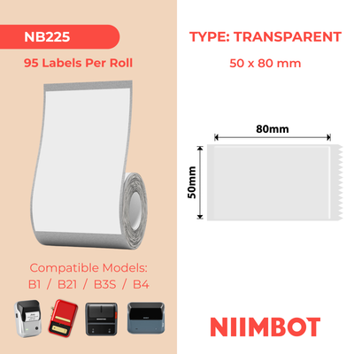 I-NB225 - NIIMBOT - B1 / B21 / B3S - TT50*80MM - 95 AMALEBO NGOKUQONGQWA NGAKHONA - OKUBONAKALI 