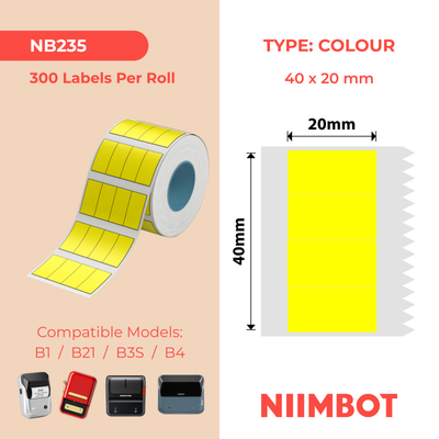 NB235 - NIIMBOT - B1 / B21 / B3S - 40*20MM - (10X20X4)- 300 AMALEBELE EZITHILEYO - YELLOW 