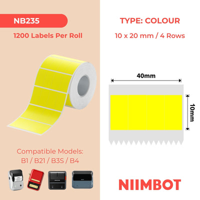 NB235 - NIIMBOT - B1 / B21 / B3S - 40*20MM - (10X20X4)- 300 AMALEBELE EZITHILEYO - YELLOW 
